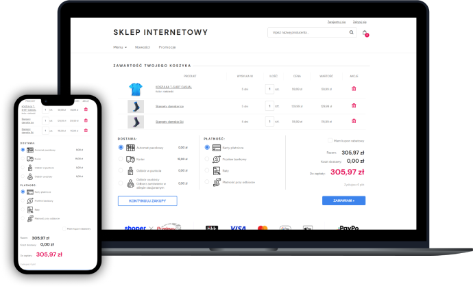 Grafiki form płatności i dostawy w koszyku