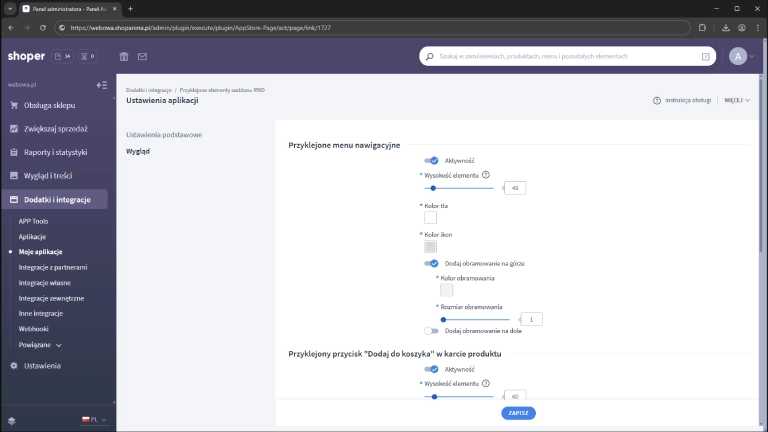 Ustawienia aplikacji