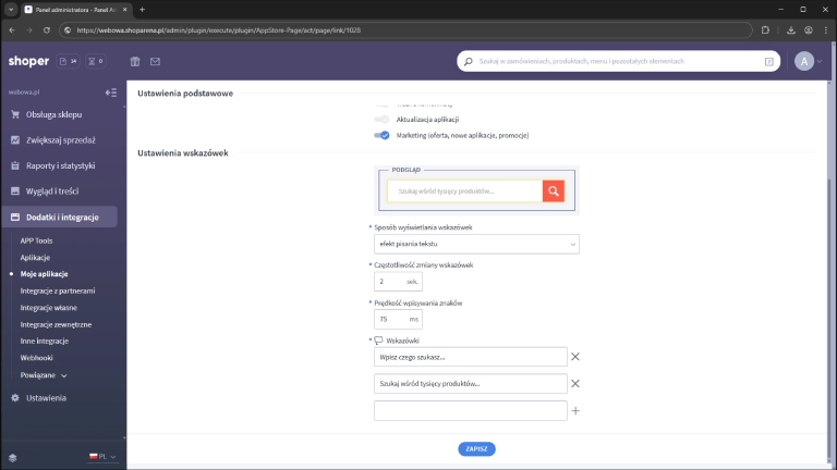 Ustawienia aplikacji