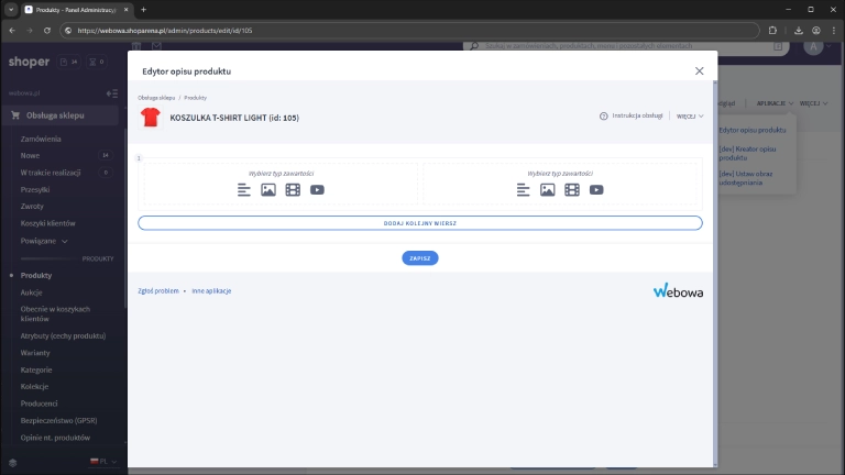 Wybór typu zawartości