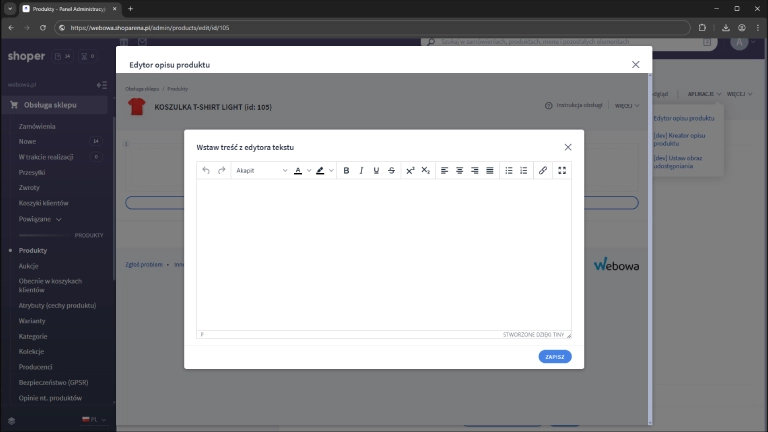 Wstawianie treści z edytora tekstu