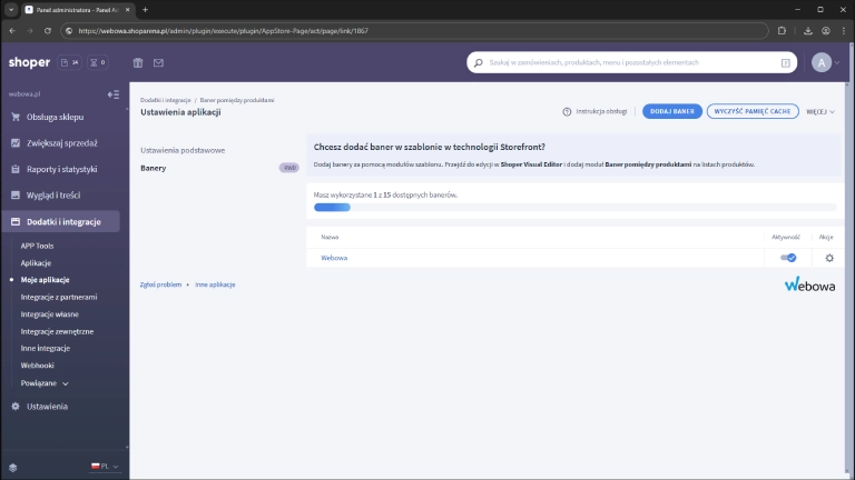 Lista banerów w szablonie w technologii RWD