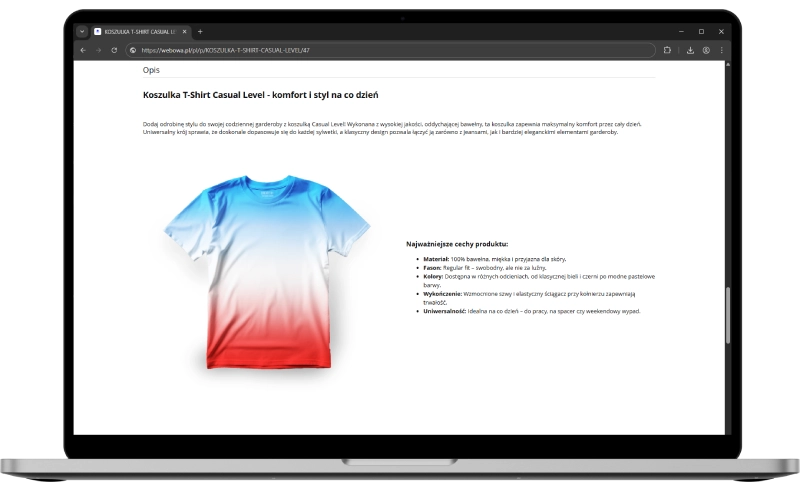 Podgląd działania aplikacji w szablonie w technologii RWD