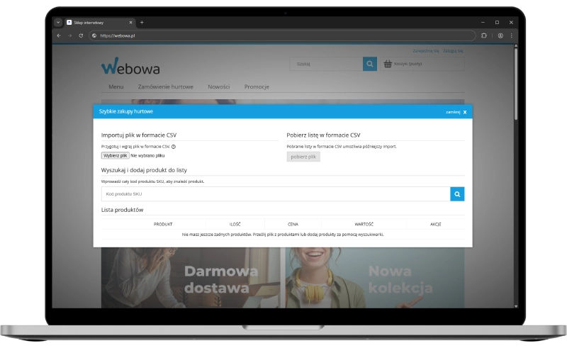 Podgląd działania aplikacji w szablonie w technologii RWD