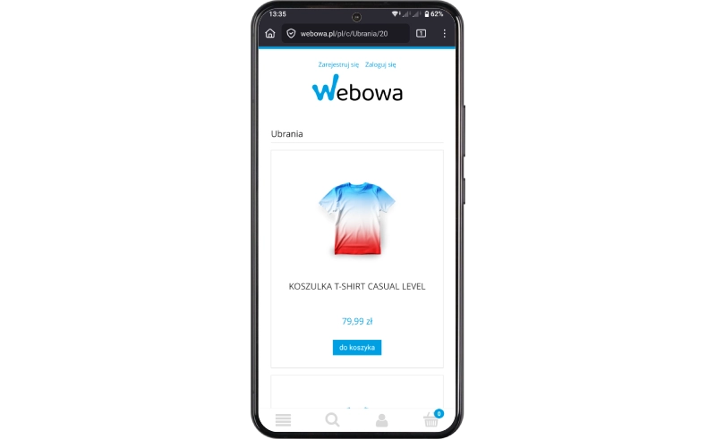 Podgląd działania aplikacji w szablonie w technologii RWD