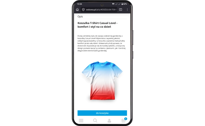 Podgląd działania aplikacji w szablonie w technologii RWD