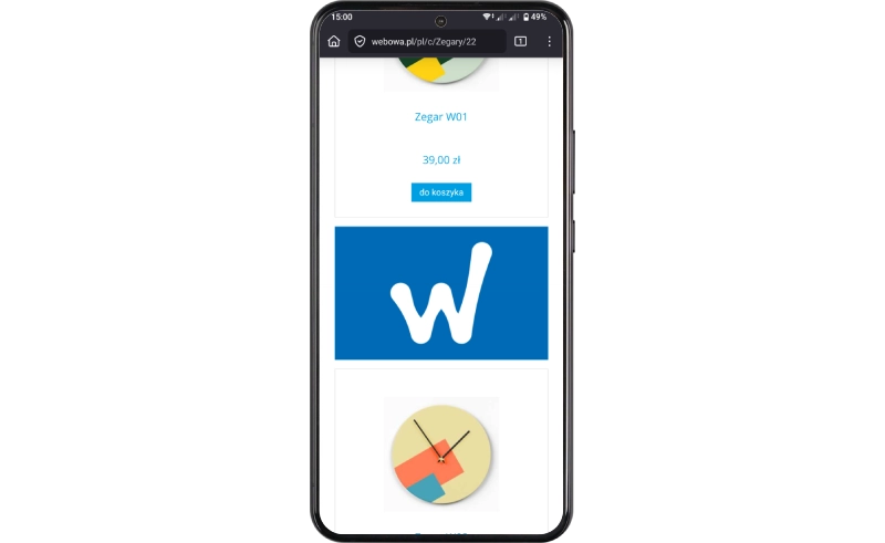 Podgląd działania aplikacji w szablonie w technologii RWD