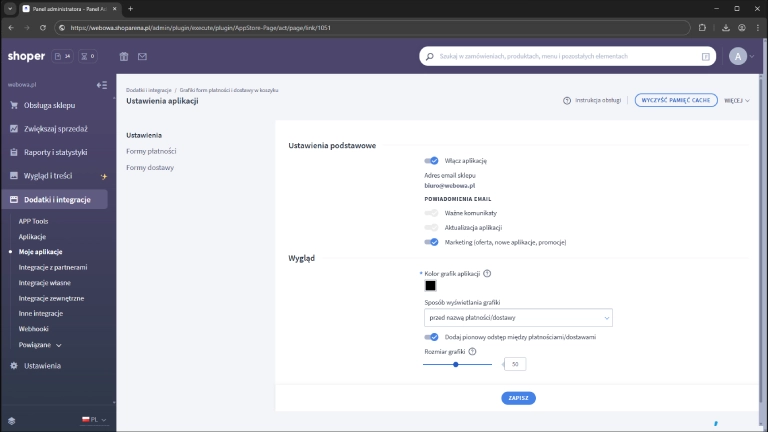 Ustawienia aplikacji
