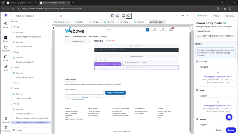 Dodawanie banera w szablonie w technologii Storefront