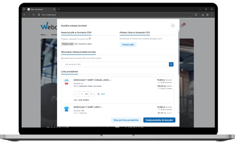Podgląd działania aplikacji w szablonie w technologii Storefront