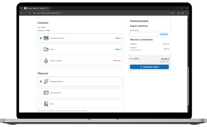 Podgląd działania aplikacji w szablonie w technologii Storefront