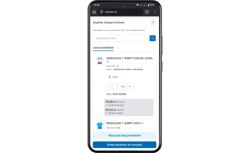 Podgląd działania aplikacji w szablonie w technologii Storefront