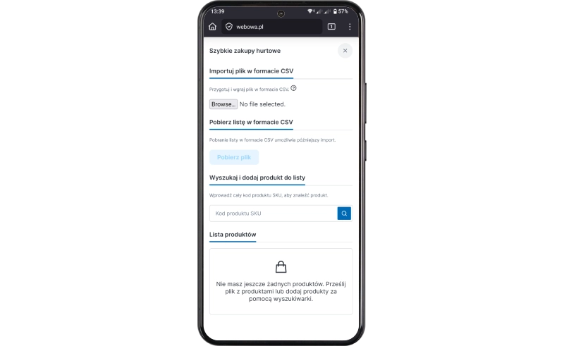 Podgląd działania aplikacji w szablonie w technologii Storefront