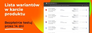 Aplikacja Shoper: Lista wariantów w karcie produktu