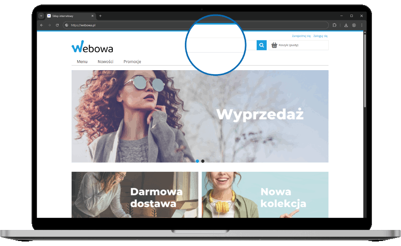Podgląd działania aplikacji w szablonie w technologii RWD
